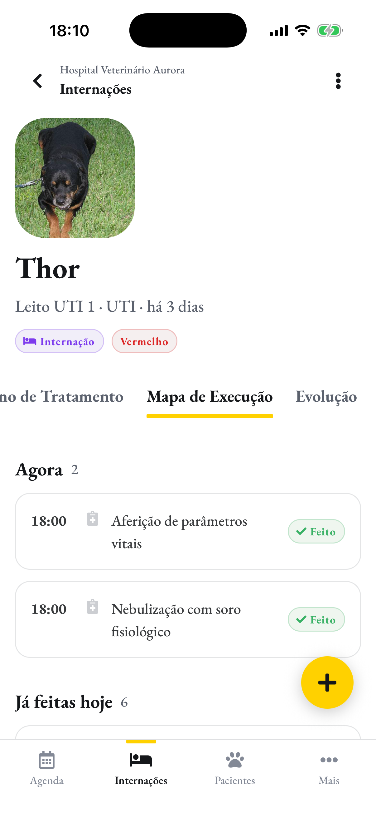 A mesma ronda no celular da equipe, para marcar feito